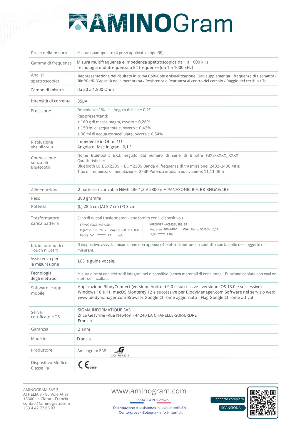 biody xpert 3 specifiche tecniche